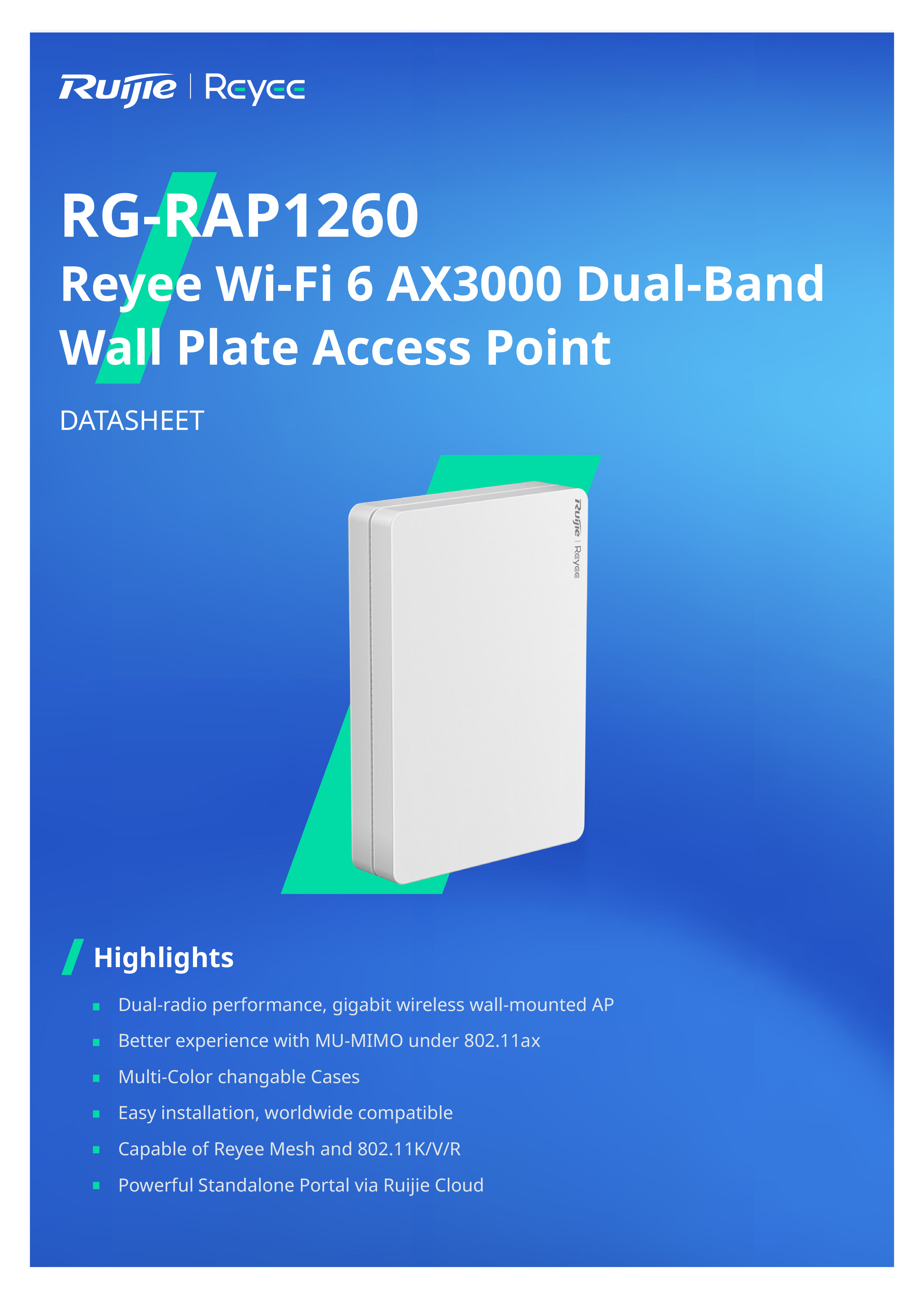 RUIJIE RG-RAP1260 : Wi-Fi 6 AX3000 Dual-Band Wall Plate Access Point BY BILLIONAIRE SECURETECH RG-RAP1260
