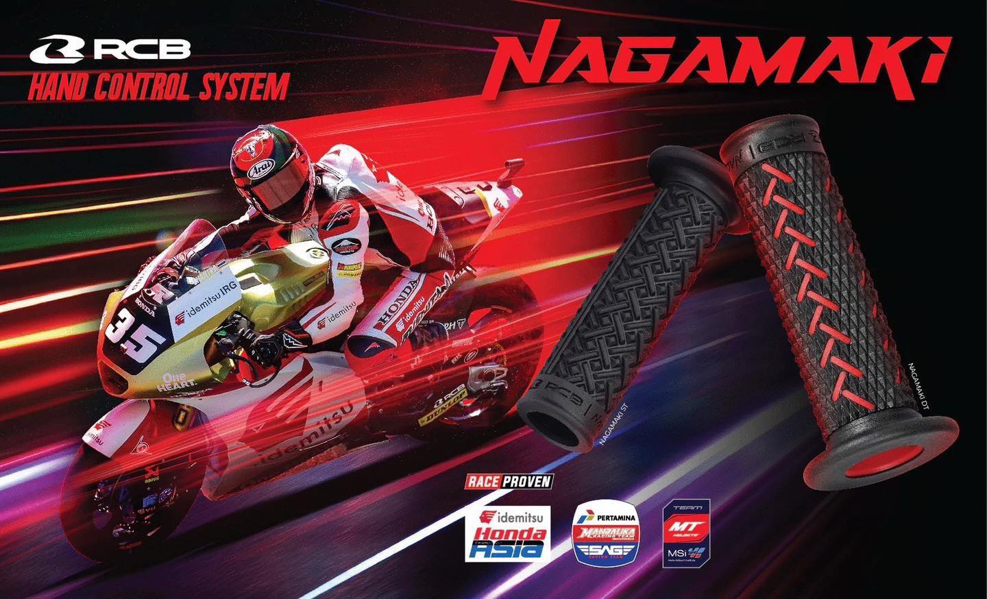 ปลอกแฮนด์ NAGAMAKI สีดำ สีแดง สีดำ 370 บาท สีดำแดง 390 บาท