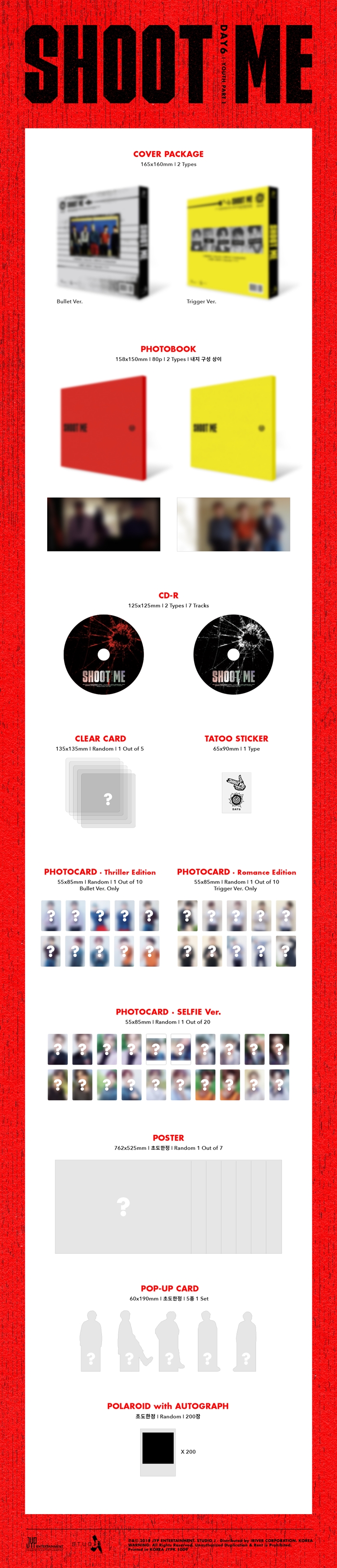 [PRE-ORDER] DAY6 - 3rd Mini Album "Shoot Me : Youth Part 1" (Random Cover - สุ่มปก)