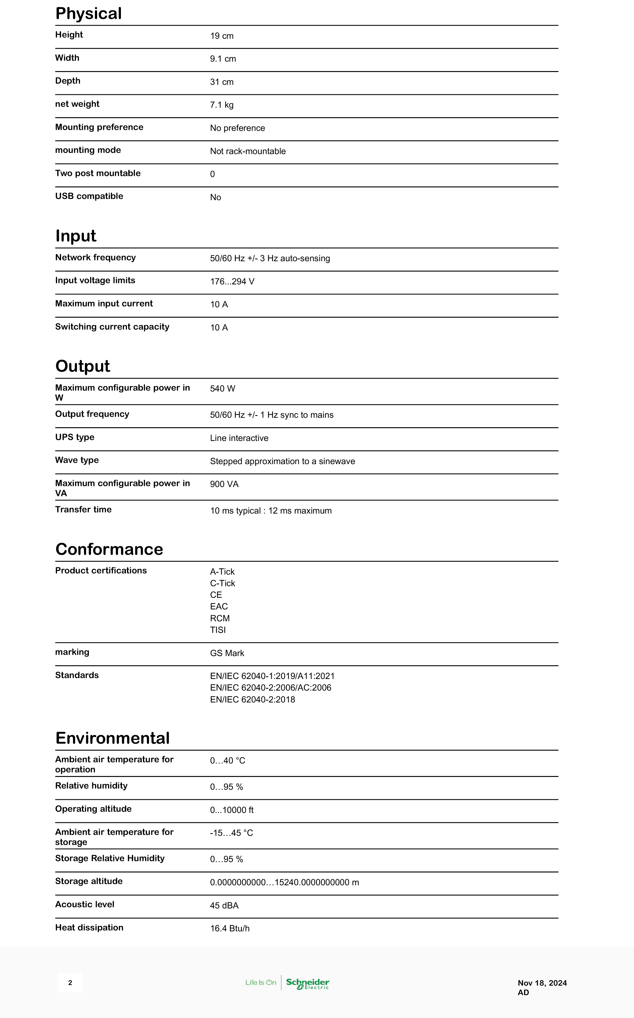 APC BR900MI : 900VA/540W, Back-UPS Pro, Tower, 230V, 6x IEC C13 outlets, AVR, LCD, User Replaceable Battery BY BILLIONAIRE SECURETECH BR900MI