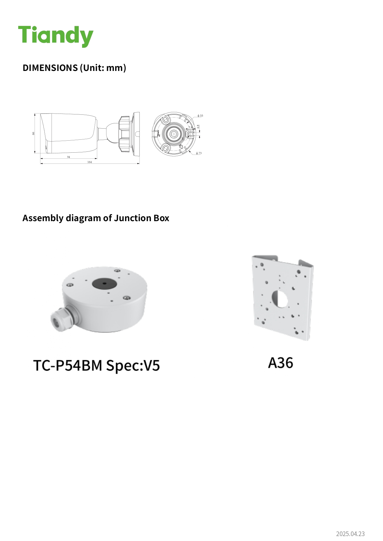 TIANDY TC-C32QV 2FNA-28 (2.8MM.) กล้องวงจรปิด IP Canera 2MP WDR, IP67, มีไมค์ในตัว BY BILLIONAIRE SECURETECH TIANDY TC-C32QV 2FNA-28 (2.8MM.)