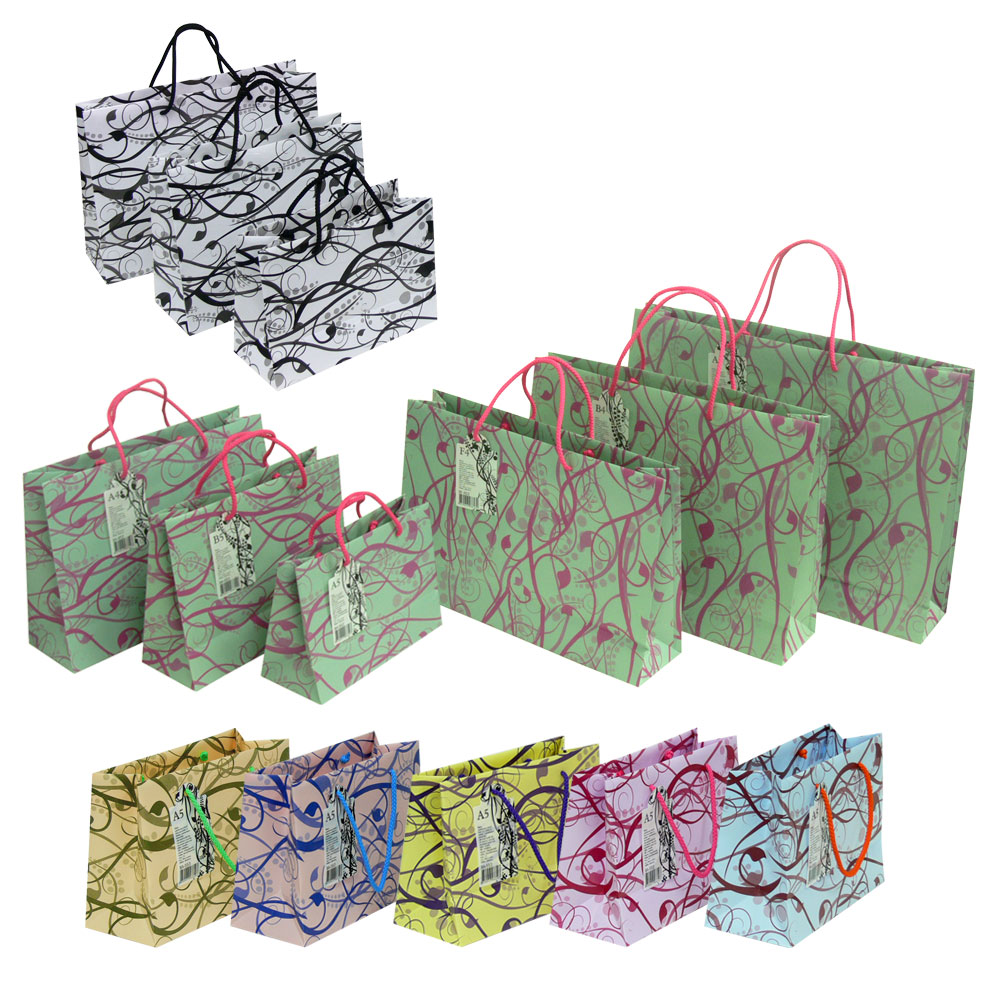Horizontal Shopping Bag with rope handle Spiral Printed Pattern