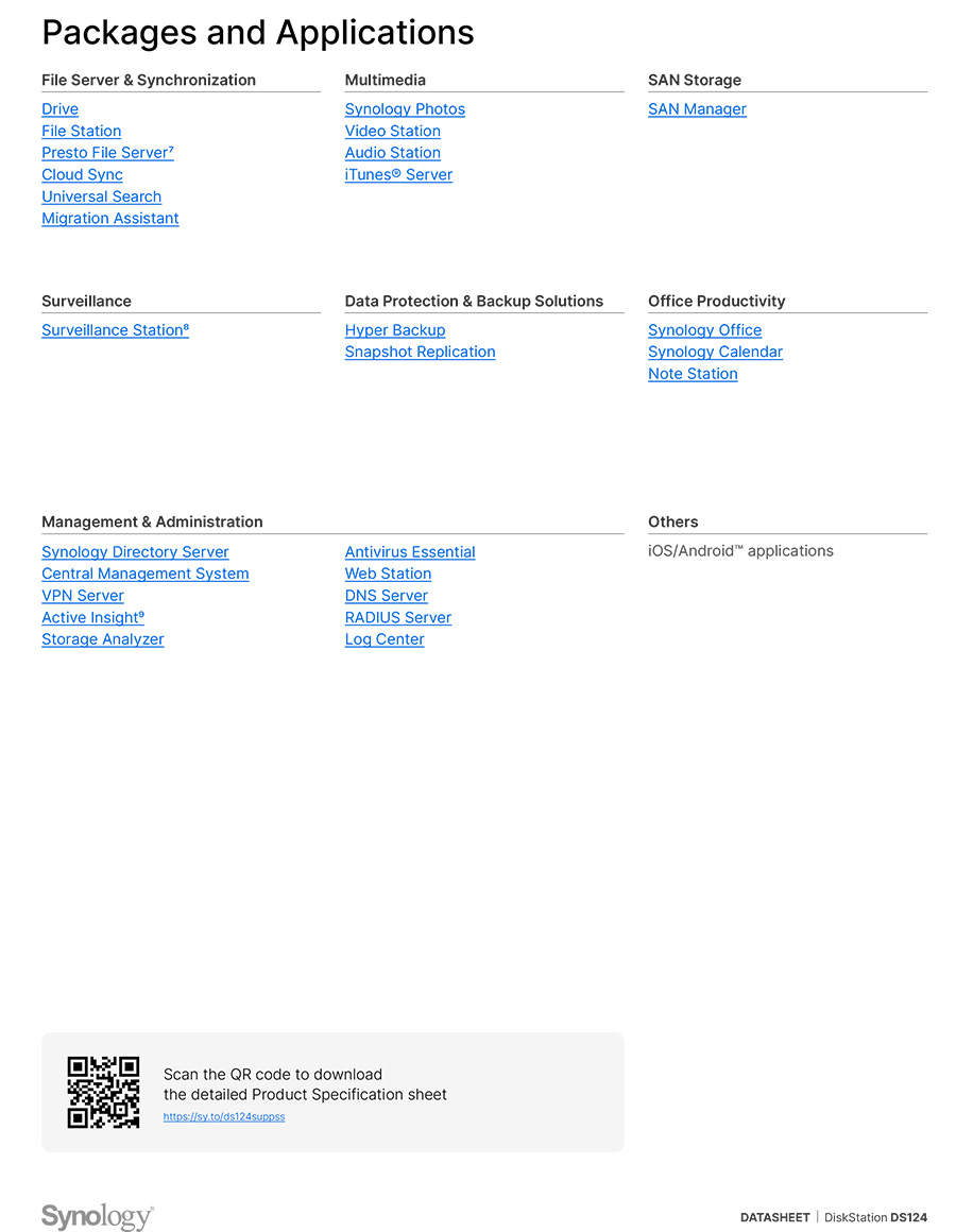 Synology DS124 NAS 1-BAY อุปกรณ์จัดเก็บข้อมูลบนเครือข่าย Realtek RTD1619B 4-core 1.7 GHz - 1GB BY BILLIONAIRE SECURETECH DS124