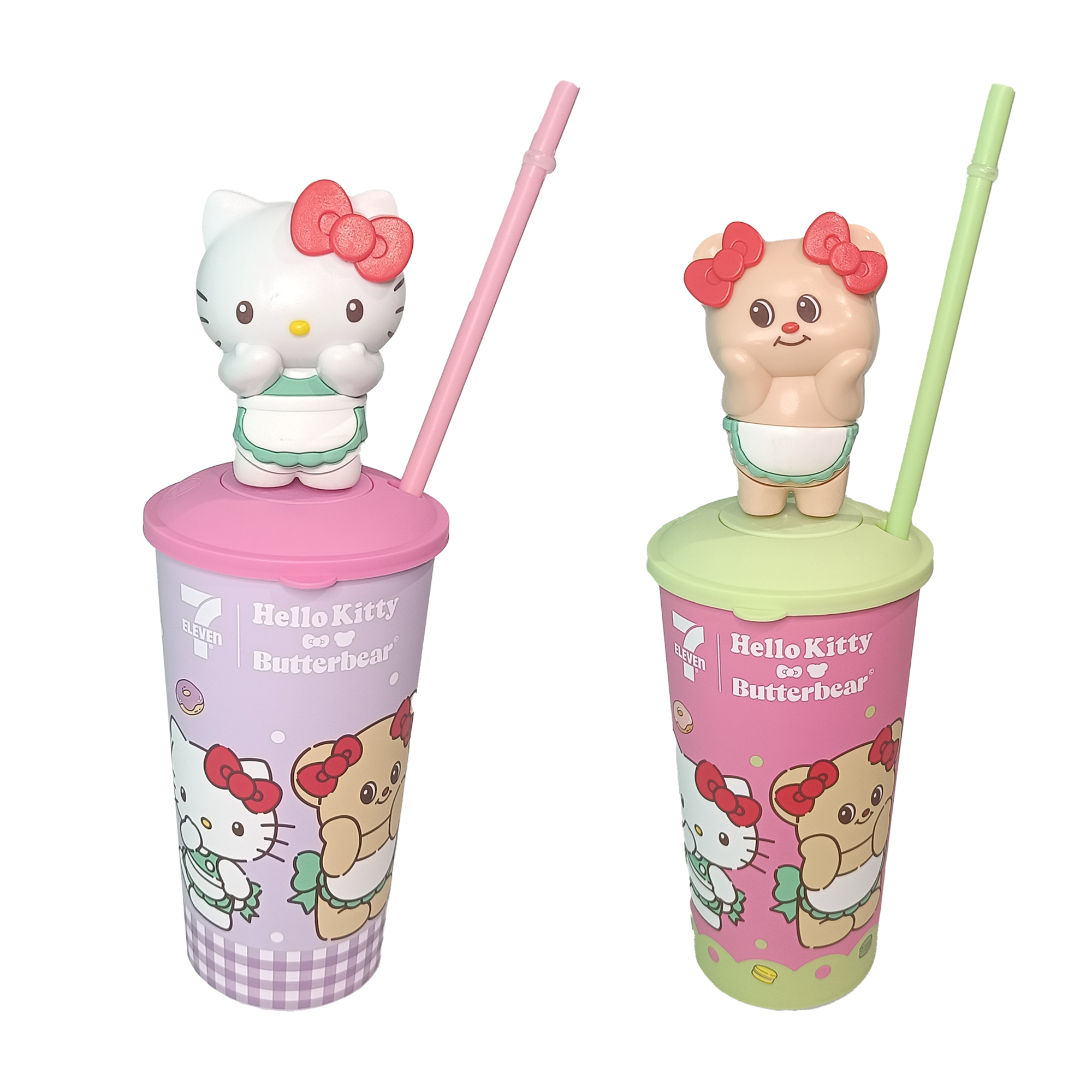 Cup 7-Eleven Hello Kitty & Butterbear All Cafe แก้วน้ำ เฮลโล คิตตี้ ร่าเริง น้องเนยดุ๊กดิ๊ก 7-11 ขนาด 22 ออนซ์