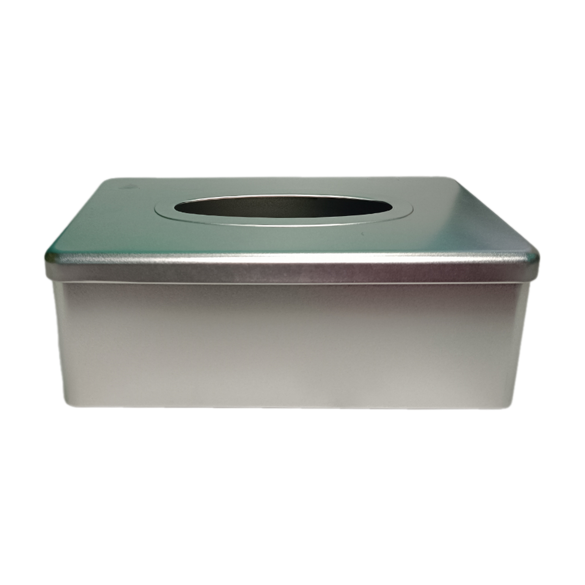Box Tissue Metal Plain Silver Color กล่องทิชชู่เหล็กสำหรับทิชชู่แผ่น ลายเรียบสีเงิน