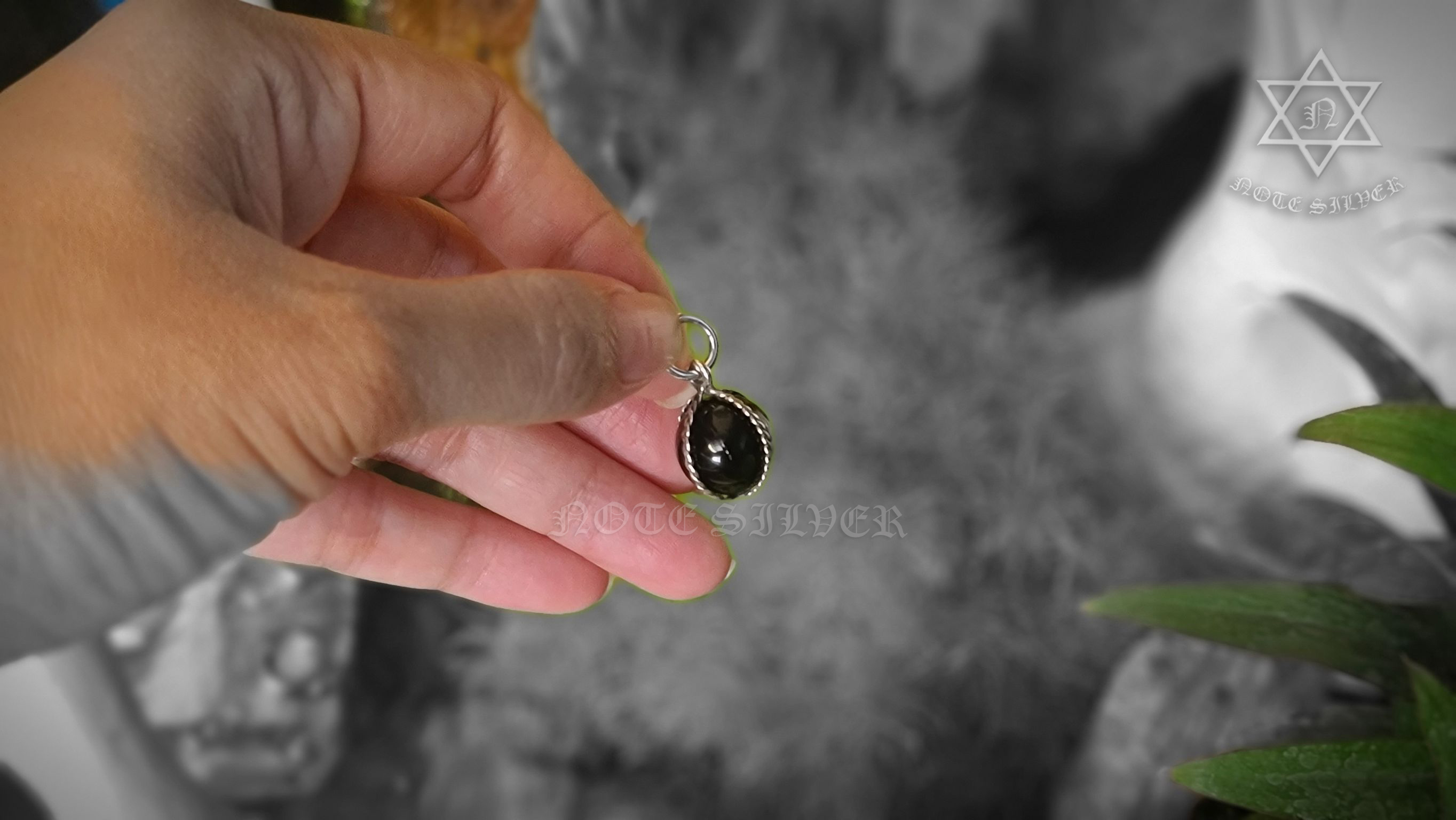 จี้กระเช้าเงินแท้ลายเกลียว หุ้มลูกแก้ว Sterling silver 925 NSSV2968