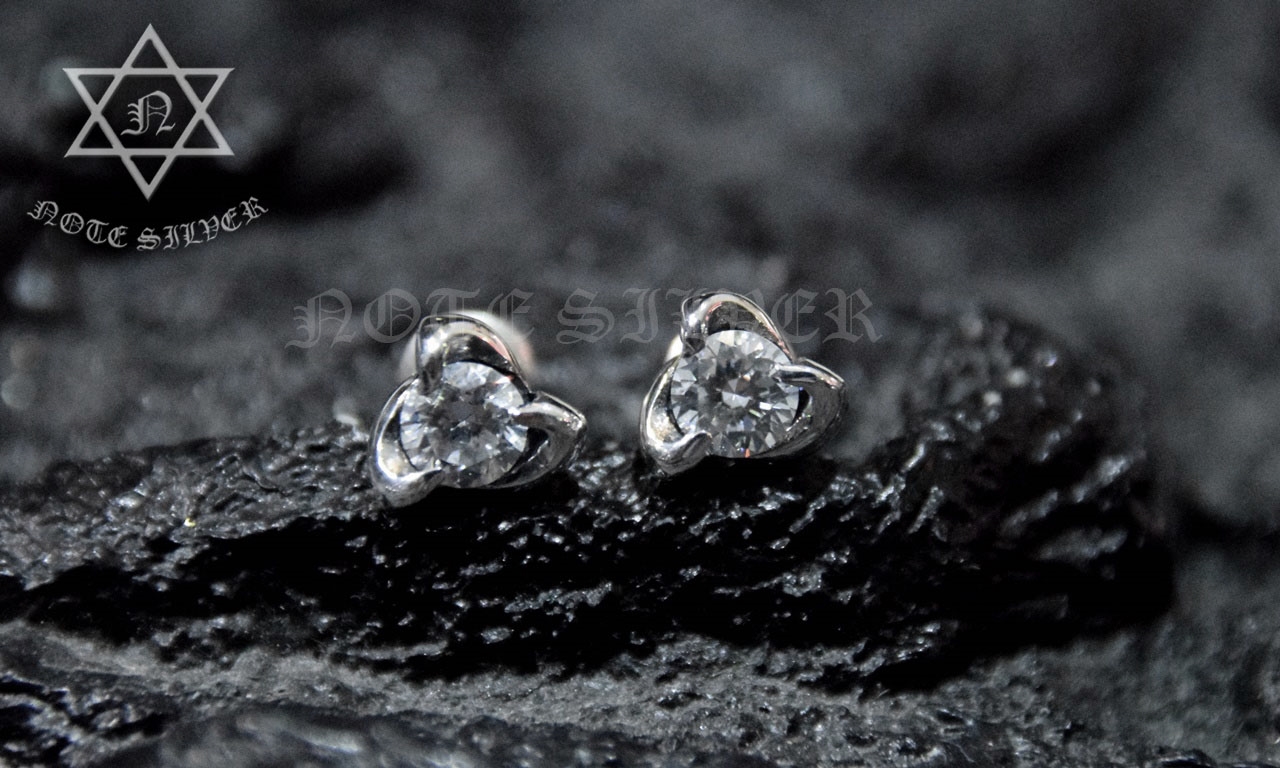 ต่างหูเงินแท้ กราฟฟิก ฝังเพชร Sterling Silver 925 NSER1734