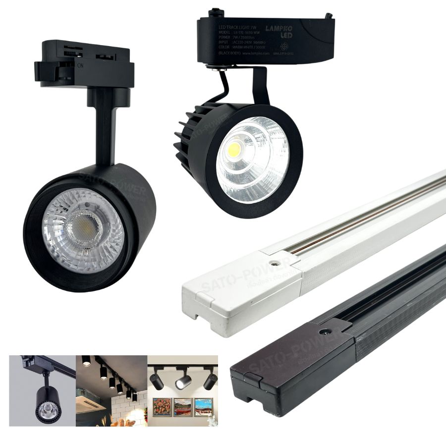 LAMPKO LED แทรคไลท์ 12W 7W แสงdaylight , warm white AC | รางแทรคไลท์ สีขาว สีดำ Lampko