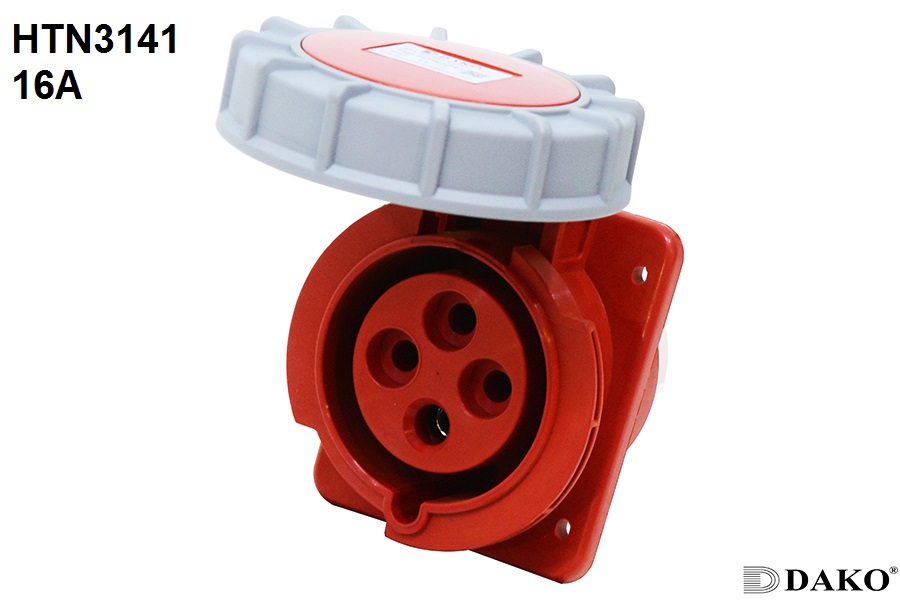 HTN3141 ปลั๊กตัวเมียฝังเฉียง 3P+E 16A 380V IP67