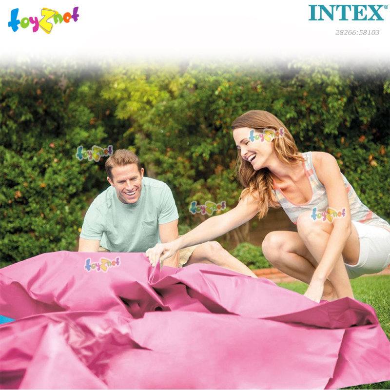 Intex Rectangular Frame Pool Pink 2.2x1.5x0.6 m No.28266 + Bestway Frame Pool Cover 2.24x1.54 m no.58103
