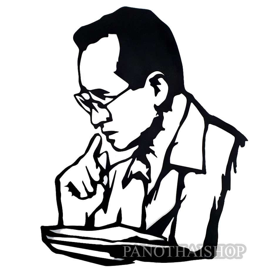 พลาสวูดฉลุรูป ร.9 รูปในหลวงรัชกาลที่ 9 ฉลุลายแผ่นพลาสวูด ฉลุลายในหลวง กรอบรูปเลเชอร์ กรอบรูปติดผนัง กรอบรูปฉลุลาย กรอบรูปมงคล แบบสีดำด้าน