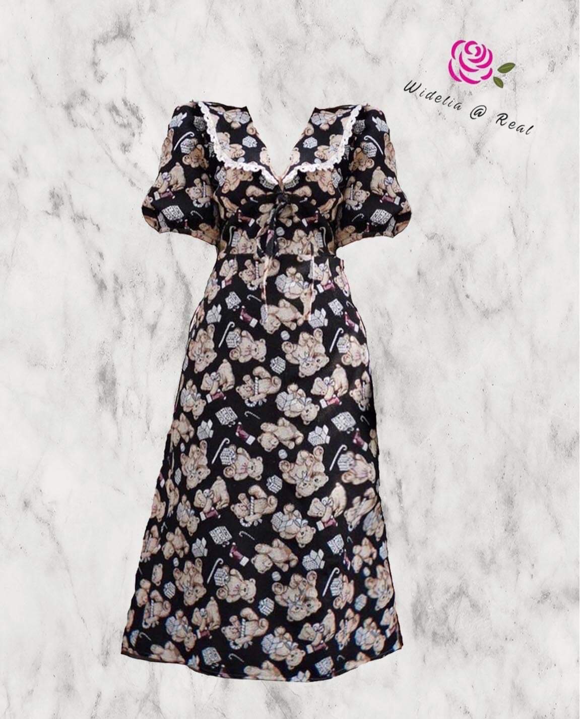 * Pre - Order *Vintage Set เซ็ทแม็กซี่เดรสแขนพอง + หมวกแสนสวย