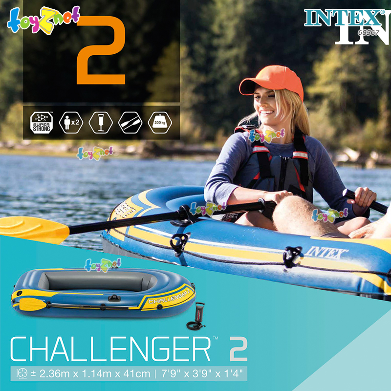 Intex Challenger 2 w/1.22m French Oars & DQI Air Pump no.68367
