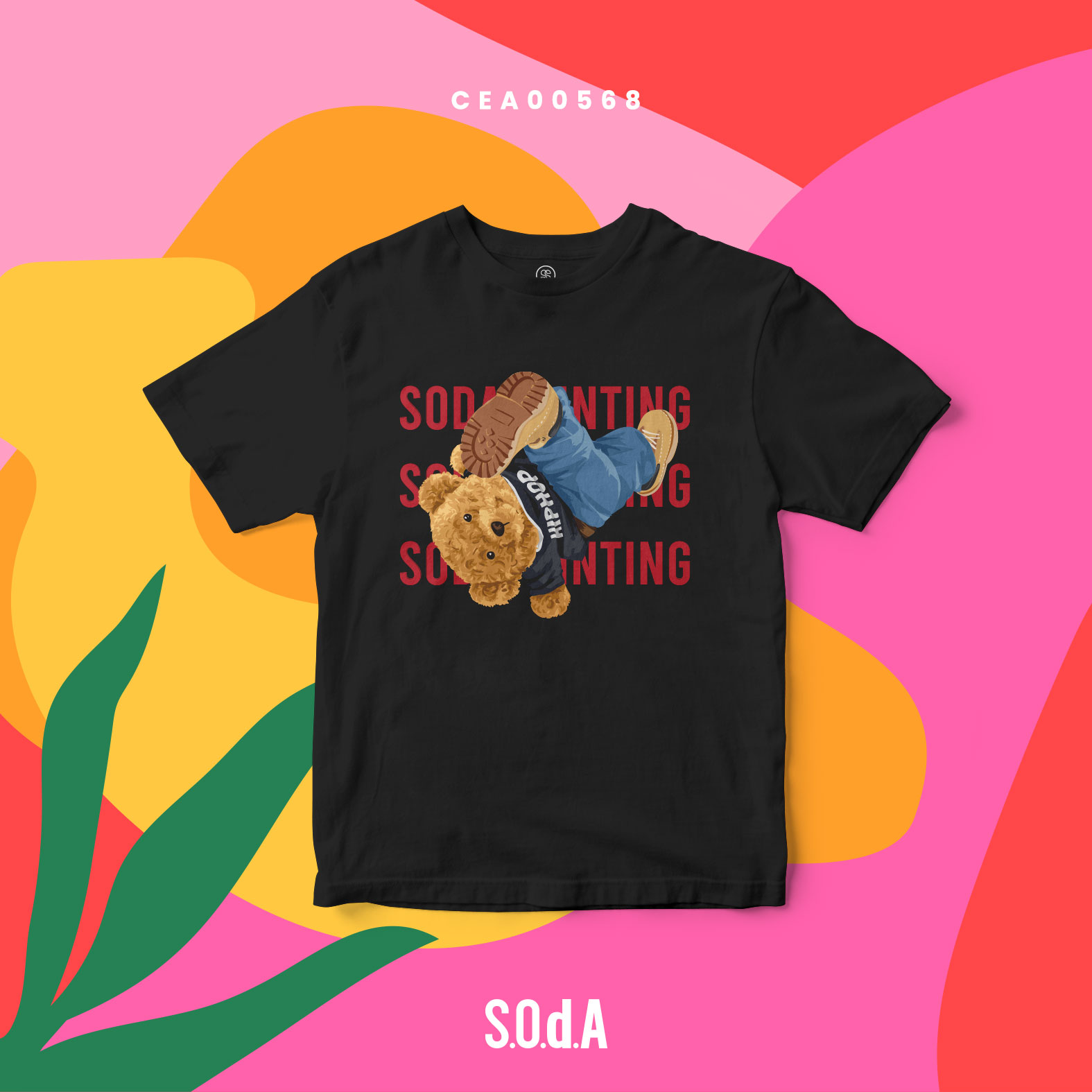 เสื้อยืด พิมพ์ลาย S.O.d.A HIP HOP BEAR รหัส CEA00568 #เสื้อยืด #SOdA #SHOPTER