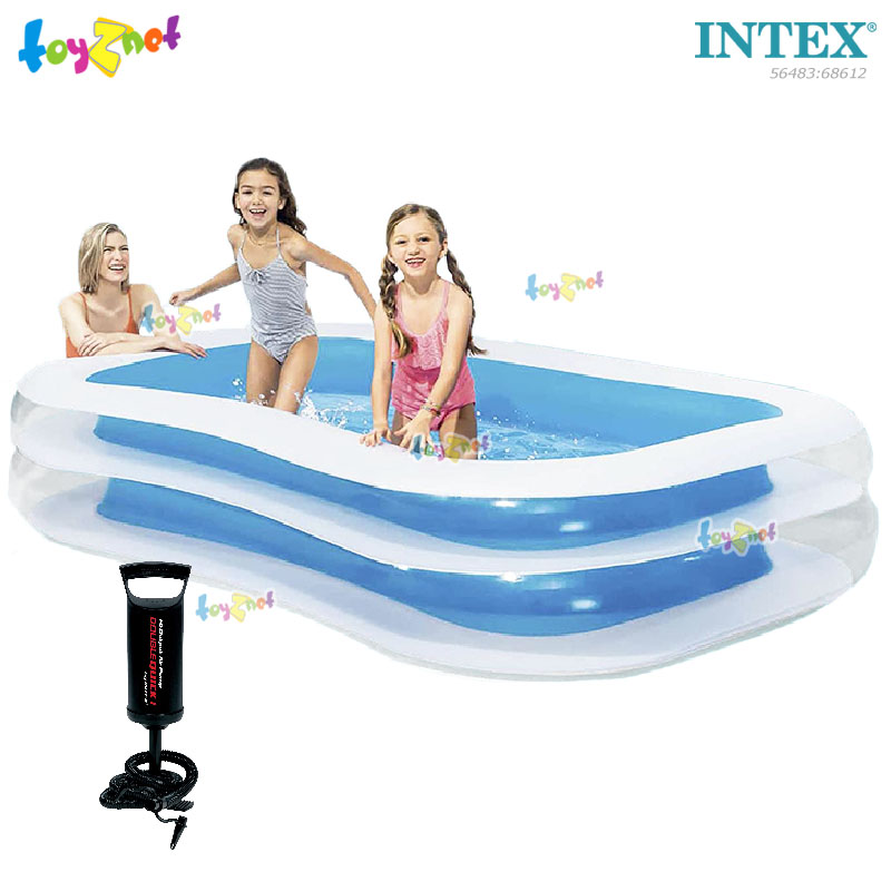 Intex Family Pool 2.62x1.75x0.56 m. White no.56483 + DQI Air Pump