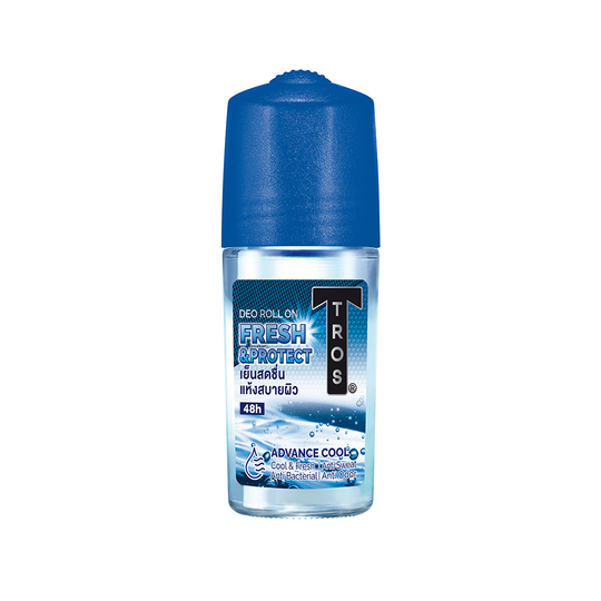 TROS ทรอส โรลออน FRESH & PROTECT ROLL ON เย็นสดชื่น สีน้ำเงิน 45 มล.