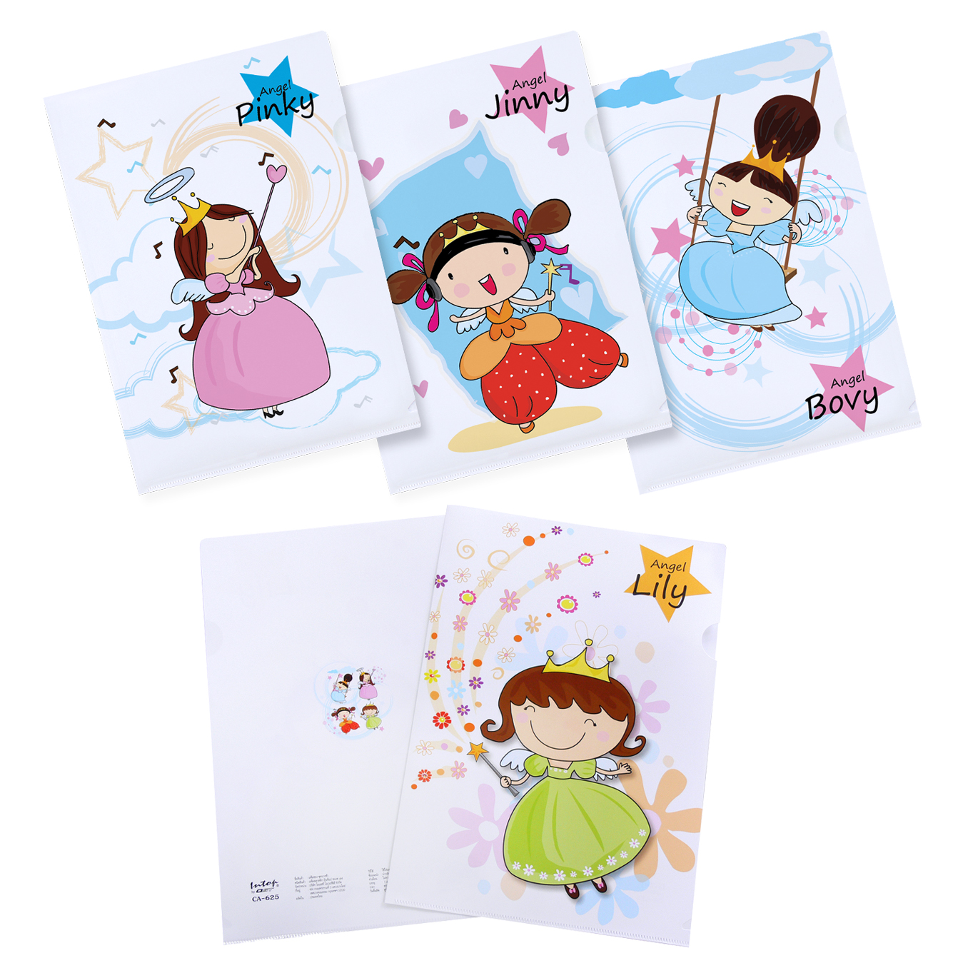L-Type Plastic Folders A4 with Angel Pattern Printed