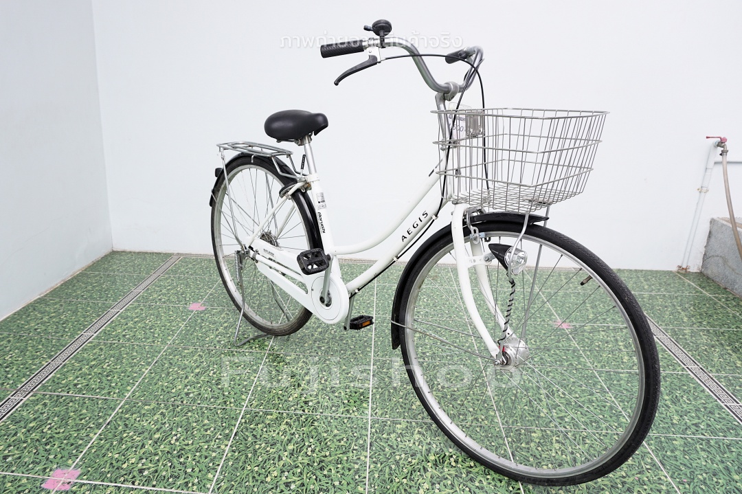 จักรยานแม่บ้านญี่ปุ่น - ล้อ 27 นิ้ว - ไม่มีเกียร์ - ไฟหน้าอัตโนมัติ - Maruishi - สีขาว [จักรยานมือสอง]
