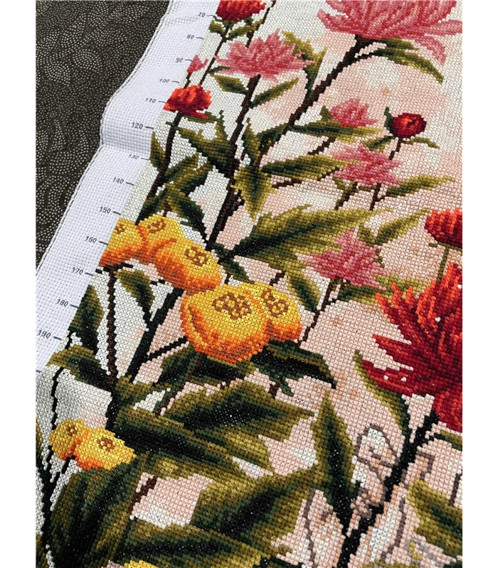 girl-1101 *สินค้าหมด* ชุดปักครอสติช ลายสาวน้อยกับดอกไม้ (ปักเต็มผืนผ้า ไม่มีเดินเส้น ผ้า11CTพิมพ์ลาย ปัก 3 เส้นเล็ก) ขนาด 53*72 ซม.ผ้าครอสติช 11CTพิมพ์ลายปักบนผ้า ไหมคอตตอน 37 สี ผังลาย เข็ม