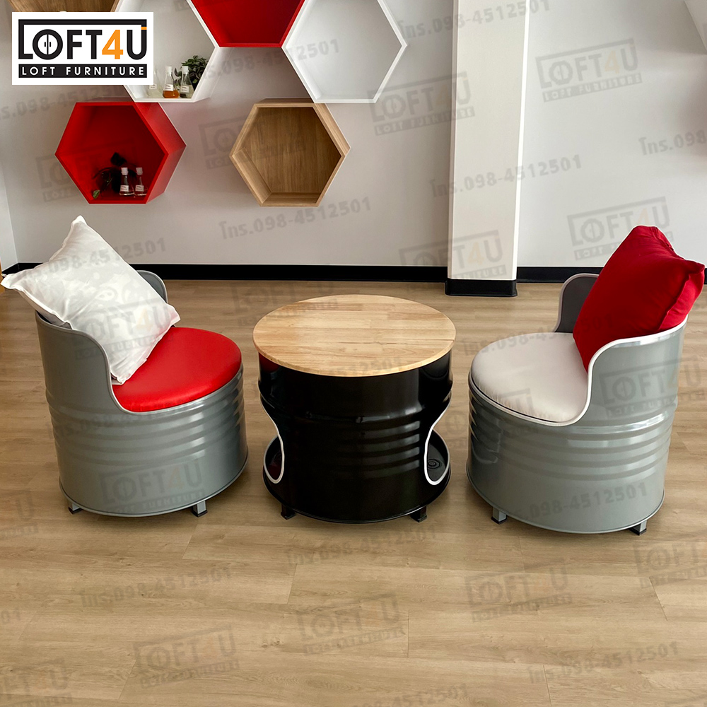 โต๊ะกาแฟ2ที่นั่ง Coffee Table Set : leather cushion / 2 seats