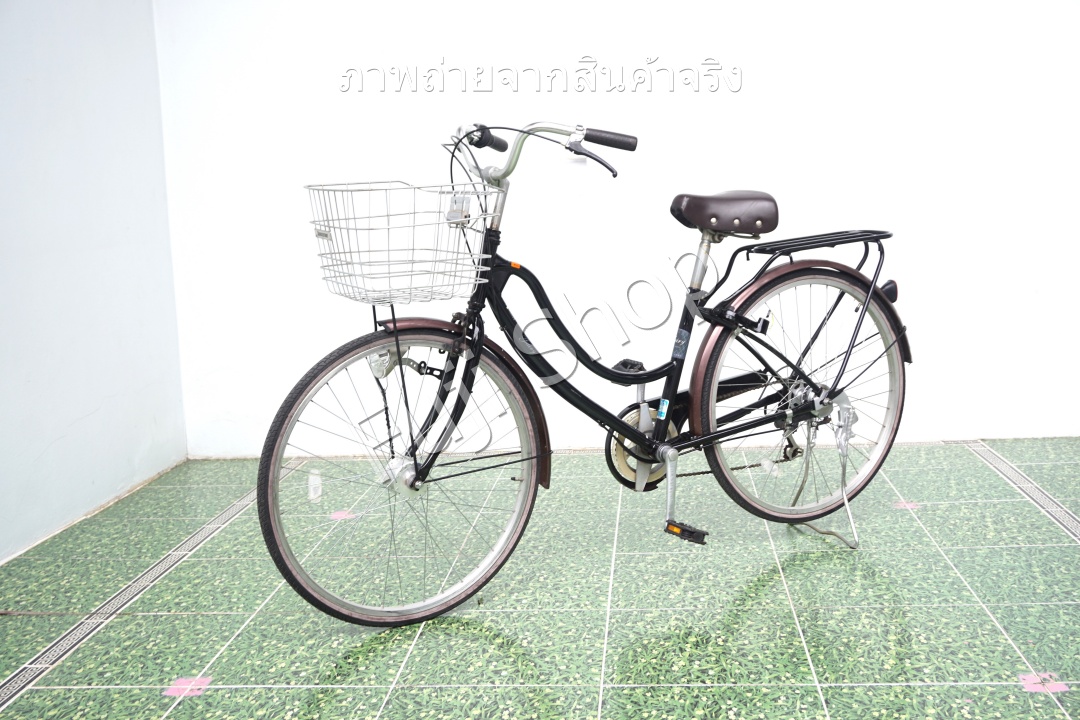 จักรยานแม่บ้านญี่ปุ่น - ล้อ 27 นิ้ว - เกียร์ 6 สปีด - ไฟหน้าอัตโนมัติ - Marukin - สีดำ [จักรยานมือสอง]