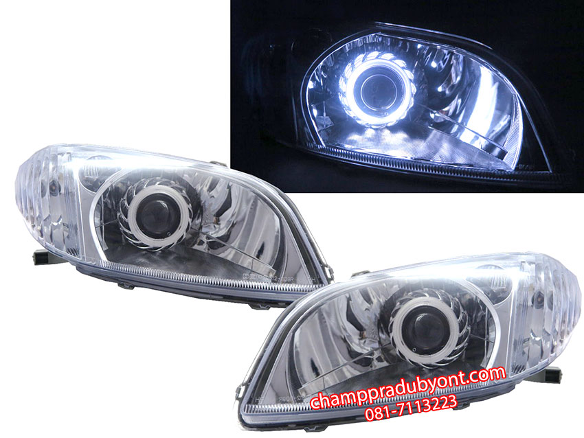 ไฟหน้าโปรเจคเตอร์ TOYOTA VIOS 2003-2005 โคมขาว วงแหวน