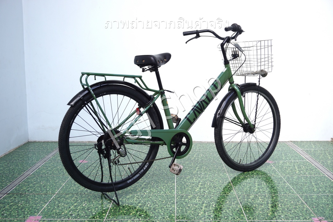 จักรยานแม่บ้านล้อโต ญี่ปุ่น - ล้อ 27.5x1.95 - เกียร์ 6 สปีด - ไฟหน้าอัตโนมัติ - Cavallo - สีเขียว [จักรยานมือสอง]