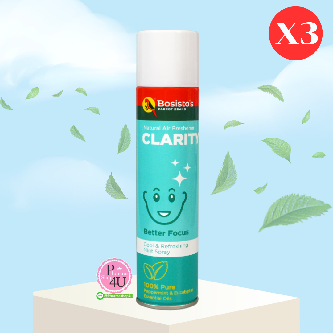 (ซื้อ 3 ราคาพิเศษ) Bosisto ตรานกแก้ว สเปรย์ยูคาลิปตัส ผสมมิ้นท์ (Bosisto's Eucalyptus Mint Spray) 300ml