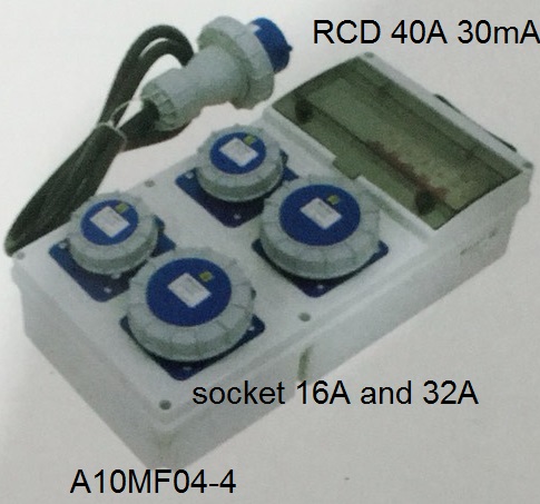 A10MF04-4 กล่องปลั๊กกระจายไฟ 16A 3P IP67 Slope outlet 4