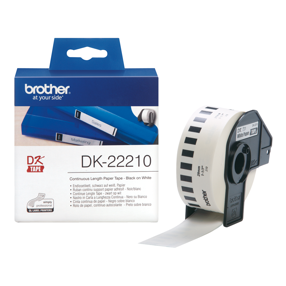 ป้ายสติ๊กเกอร์พิมพ์อักษร BROTHER ฉลากต่อเนื่องขนาดกลาง DK-22210
