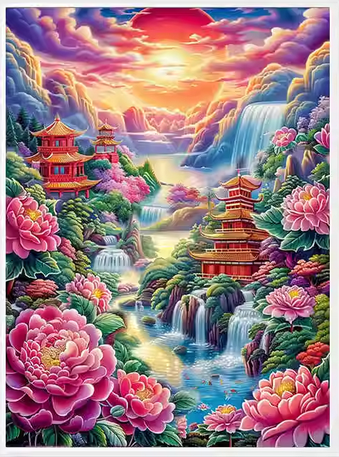 view-1161 *สินค้าหมด* ชุดปักครอสติชลูกปัดแก้ว ลายสวนสวยกลางป่าใหญ่ (ปักลูกปัดแก้วเต็มผืนผ้า ผ้า11CT พิมพ์ลาย ปัก 2 เส้นเล็กพร้อมลูกปัดแก้ว) ขนาด 50*60 ซม.ผ้าครอสติช 11CTพิมพ์ลายปักบนผ้า ไหมคอตตอน 36 สี ลูกปัดแก้ว 36 สี ผังลาย เข็ม