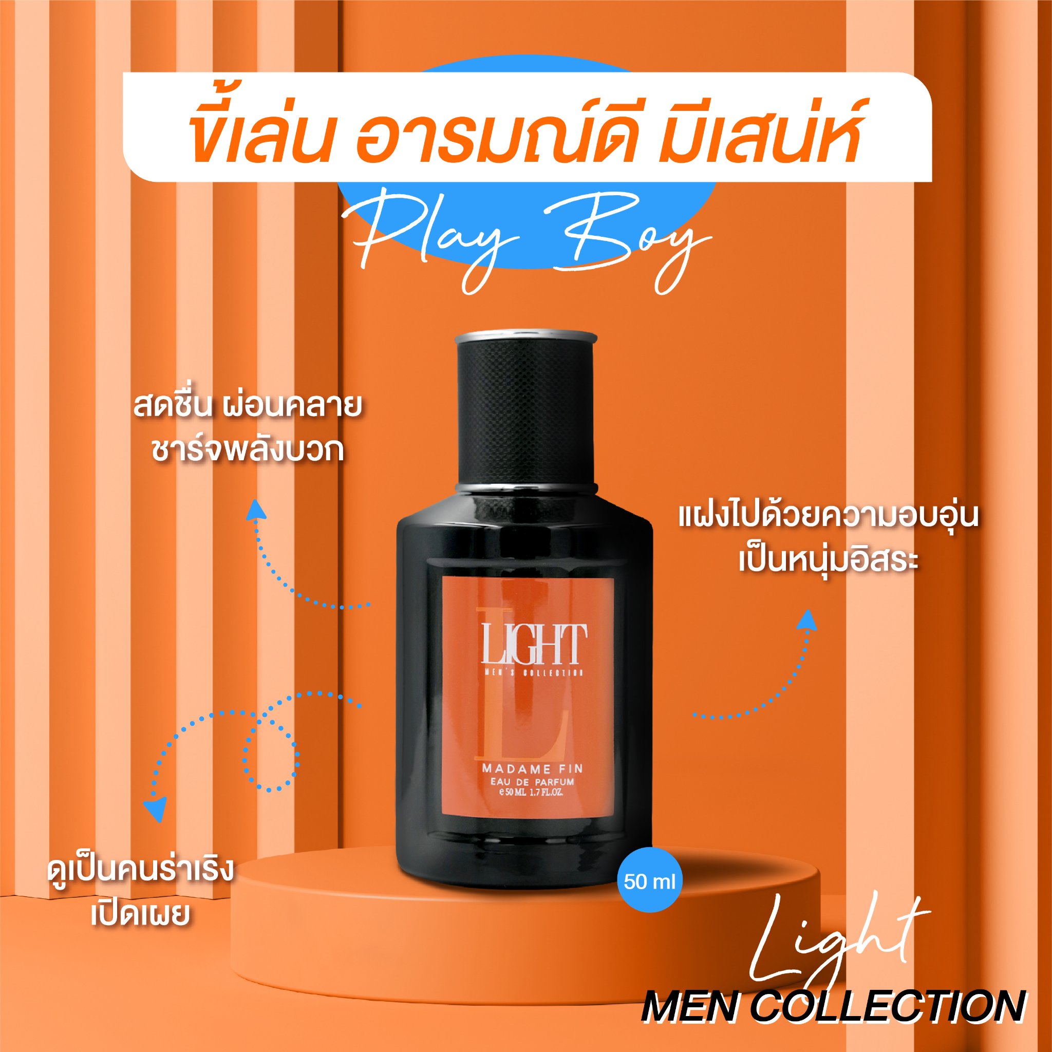 น้ำหอมมาดามฟิน น้ำหอมผู้ชาย กลิ่นไลท์ LIGHT (กล่องสีส้ม)