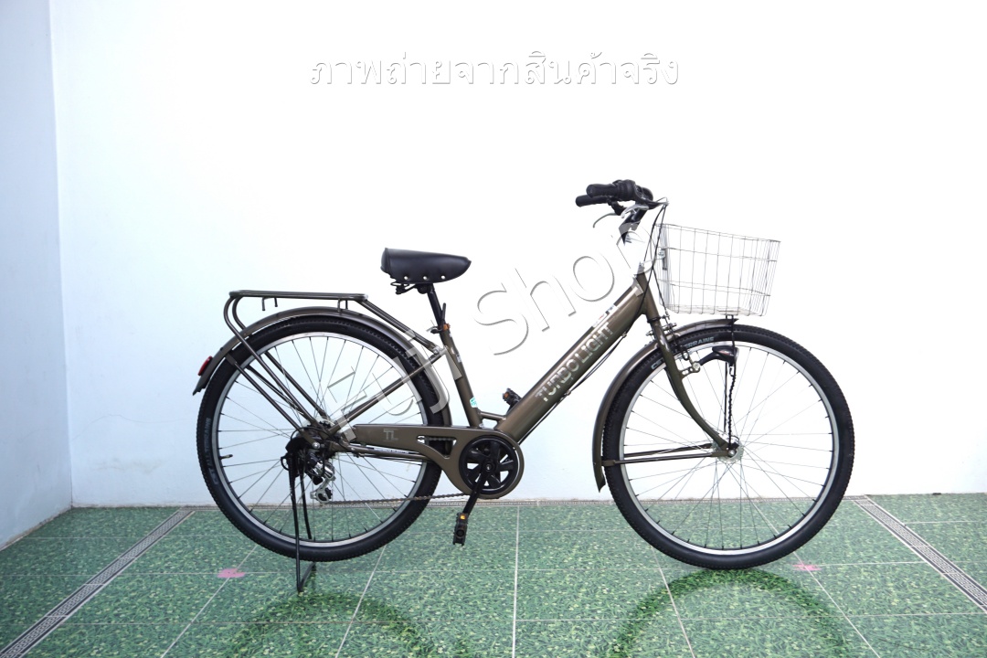 จักรยานแม่บ้านล้อโต ญี่ปุ่น - ล้อ 27.5x1.95 - เกียร์ 6 สปีด - อลูมิเนียม - ไฟหน้าอัตโนมัติ - Turbo Light - สีน้ำตาล [จักรยานมือสอง]
