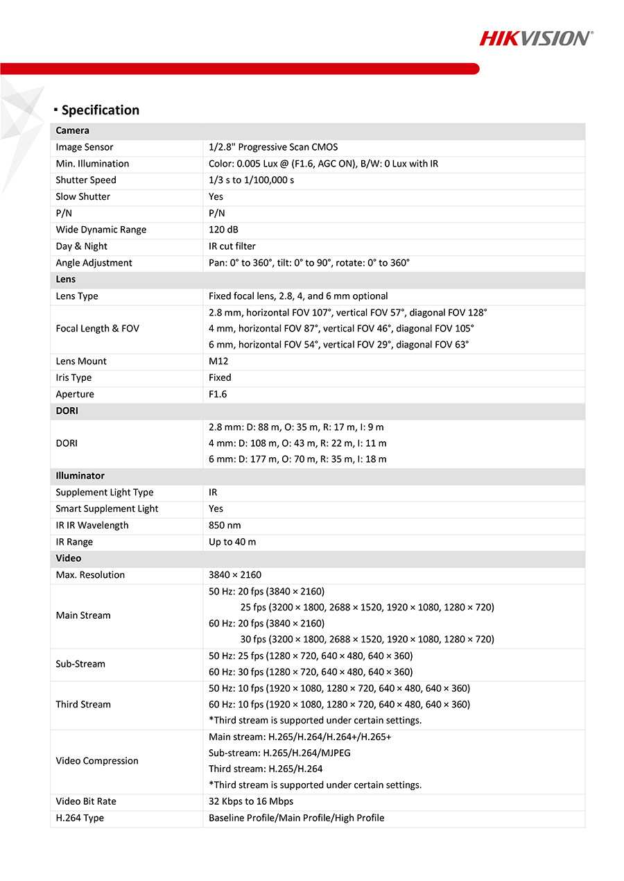 HIKVISION DS-2CD2083G2-IU (2.8mm.) IP CAMERA 8MP AcuSense, Built-in microphone, POE, IP67 BY BILLIONAIRE SECURETECH DS-2CD2083G2-IU (2.8mm.)