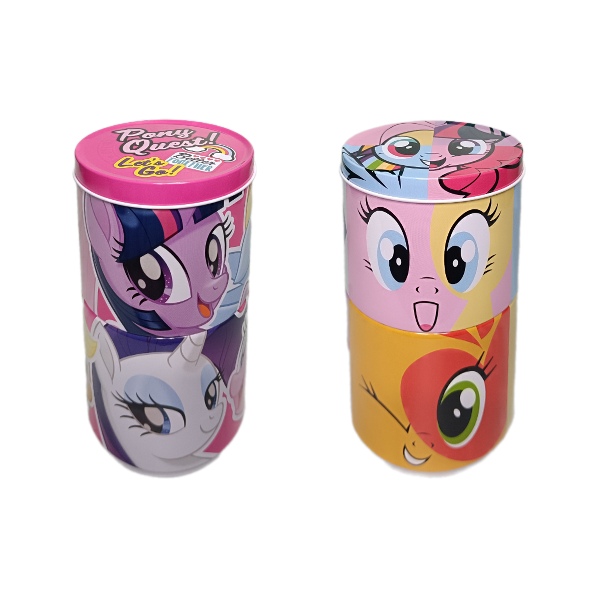 Tin Tower Box My Little Pony กล่องเหล็กมายลิตเติ้ลโพนี่ กระป๋องต่อ/แยกได้ ทรงกระบอกลายการ์ตูน