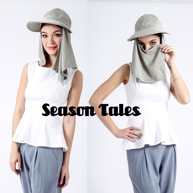 หมวกเดินป่า หมวกตกปลา หมวกปิดหน้า แอนตี้แบคทีเรีย (สีกากี) ทรงแก๊ป by Season Tales