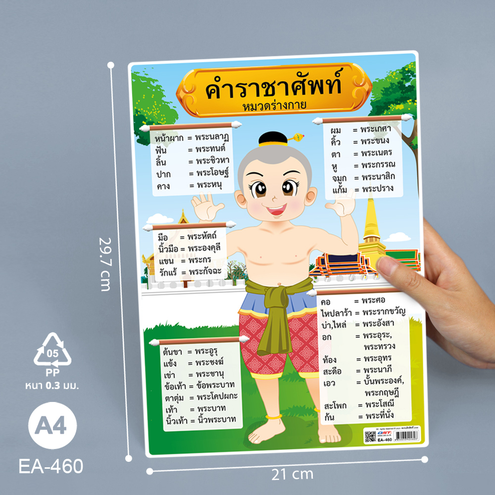 โปสเตอร์พลาสติก ความรู้ วิชาภาษาไทย ขนาดA4 EA-460 คำราชาศัพท์