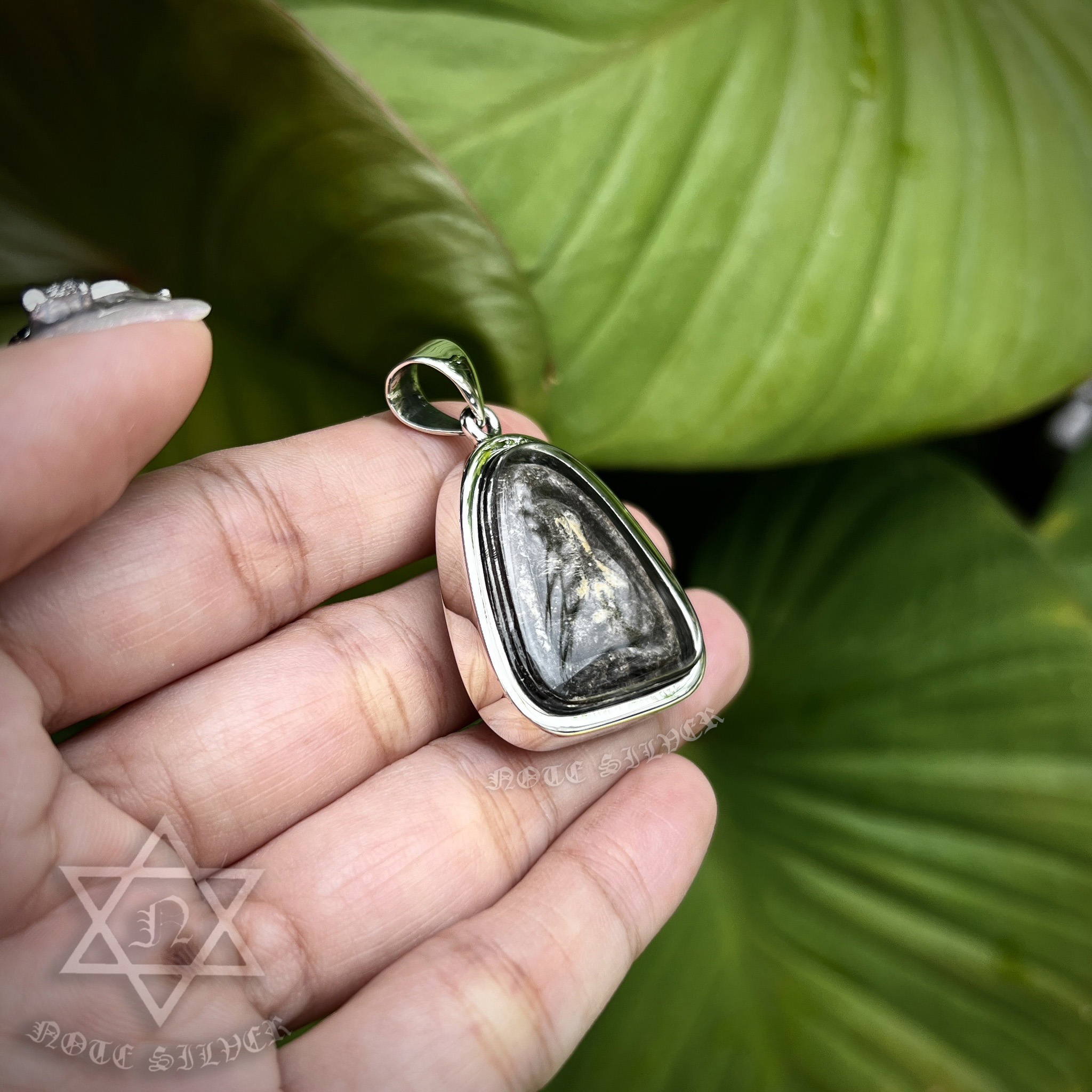 จับขอบเงินแท้สันขอบเหลี่ยม พลาสติกกันน้ำ หูกระต่าย Sterling Silver 925 NSSV3360
