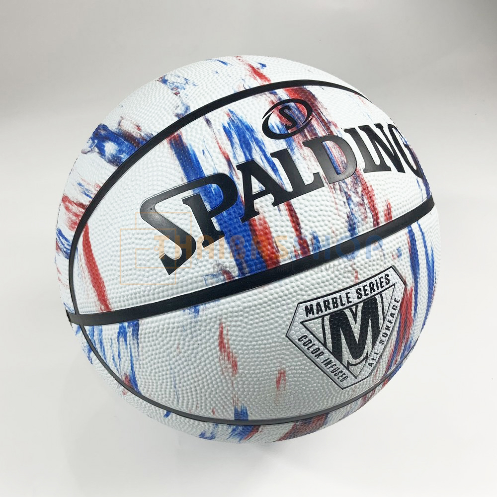 (ของแท้ 100%) บาสเกตบอล ลูกบาส Spalding Marble Series (Red White Blue) บาสเกตบอลยาง เบอร์7