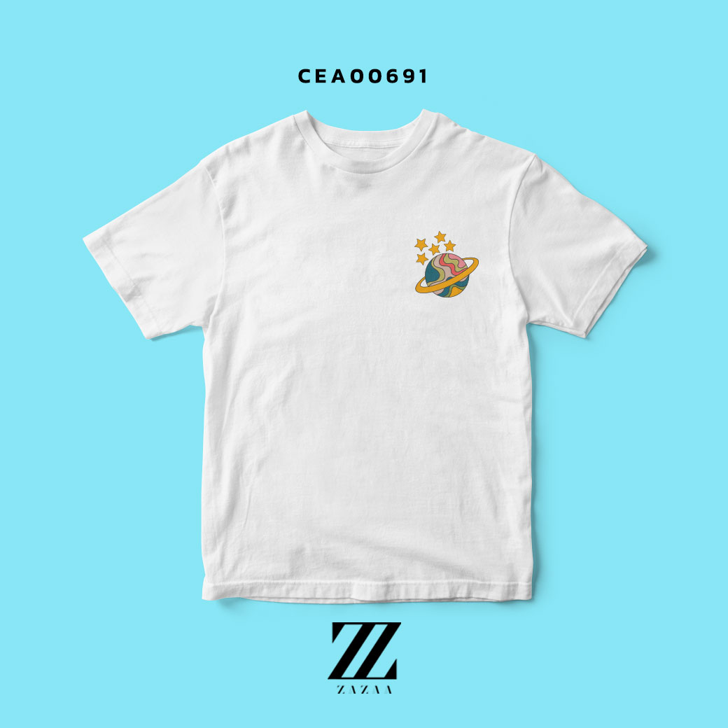 เสื้อยืด พิมพ์ลาย Star Saturn สีขาว รหัส CEA00691 #ZAZAA