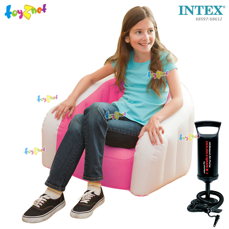 Intex Jr. Cafe Club Chair Pink no.68597 + DQI Air Pump