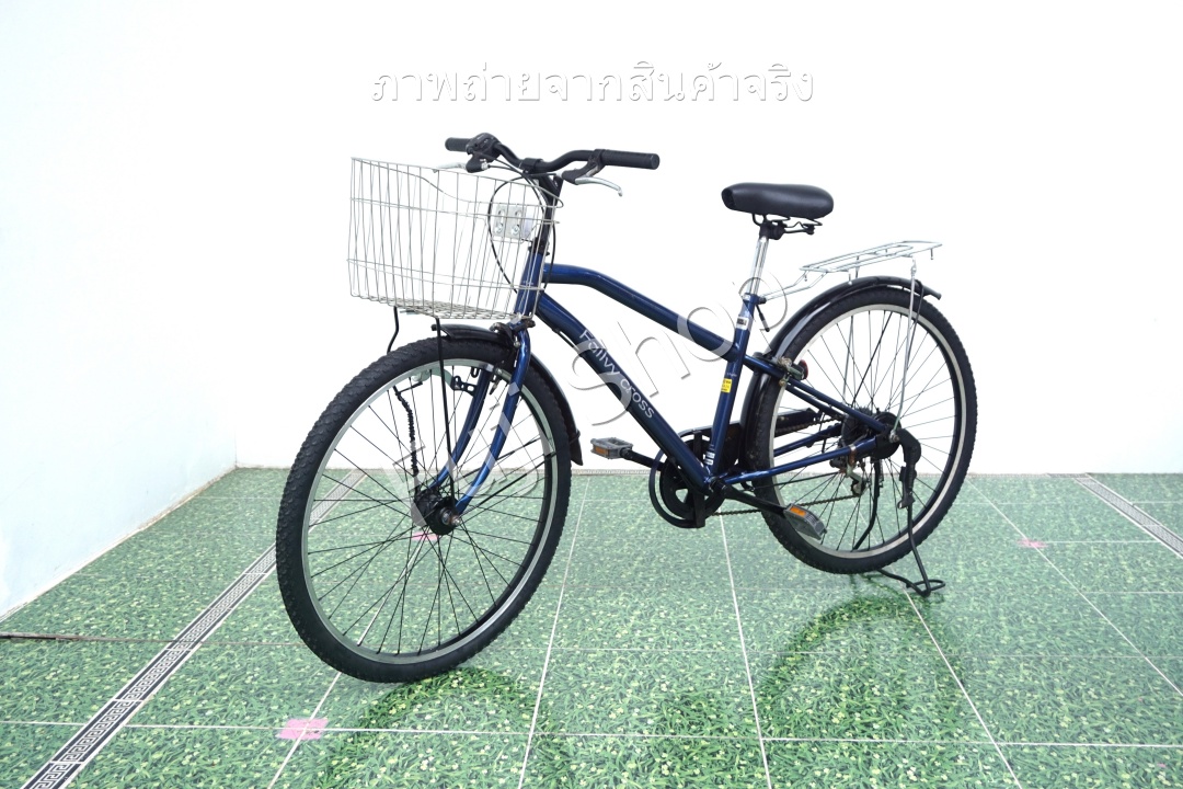 จักรยานแม่บ้านล้อโต ญี่ปุ่น - ล้อ 27.5x1.95 - เกียร์ 6 สปีด - ไฟหน้าอัตโนมัติ - Fallvy Cross - สีน้ำเงิน [จักรยานมือสอง]