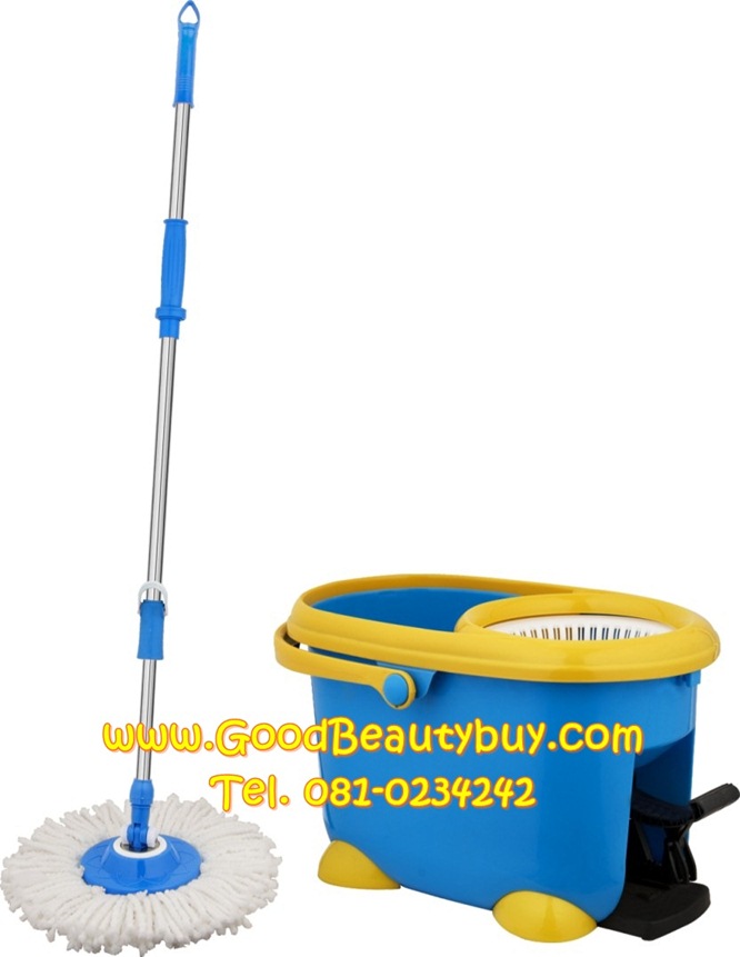 ไม้ม็อบถูบ้าน ไม้ถูพื้น ไม้ม็อบปั่นแห้ง Easy Mop รุ่นใหม่ล่าสุด พร้อมขากันลื่นและขอบกันน้ำกระเด็น