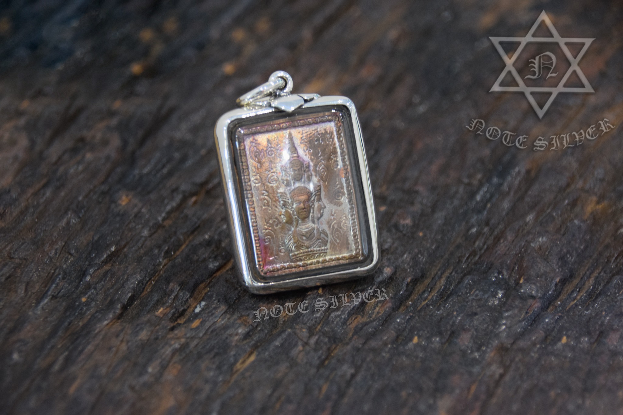 เลี่ยมกรอบผ่าหวาย พร้อมพลาสติกกันน้ำ Sterling Silver 925 NSSV3157
