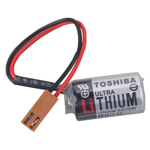 แบตเตอรี่ลิเธี่ยม TOSHIBA ER3V / 3.6V Lithium Battery 1/2 AA สำหรับ FUJI PLC CPM2A-BAT01 พร้อมสายและขั้วต่อ (ขั้วน้ำตาล)