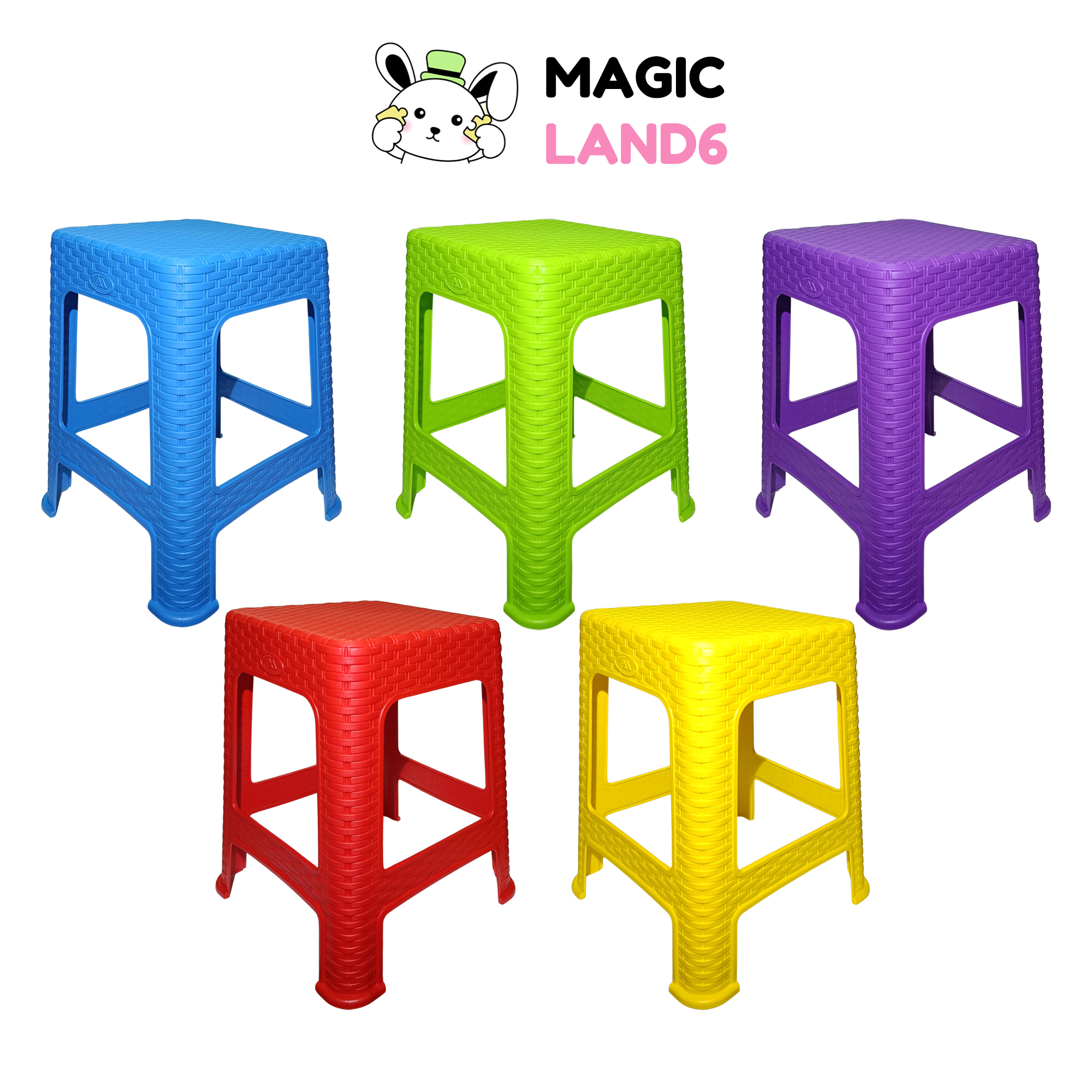 Chair Bamboo Colorful เก้าอี้แบมบู เก้าอี้พลาสติกสำหรับนั่งทานข้าว สีสันสดใส ขนาด 38x38x45 ซม. รับน้ำหนักได้ 80 kg