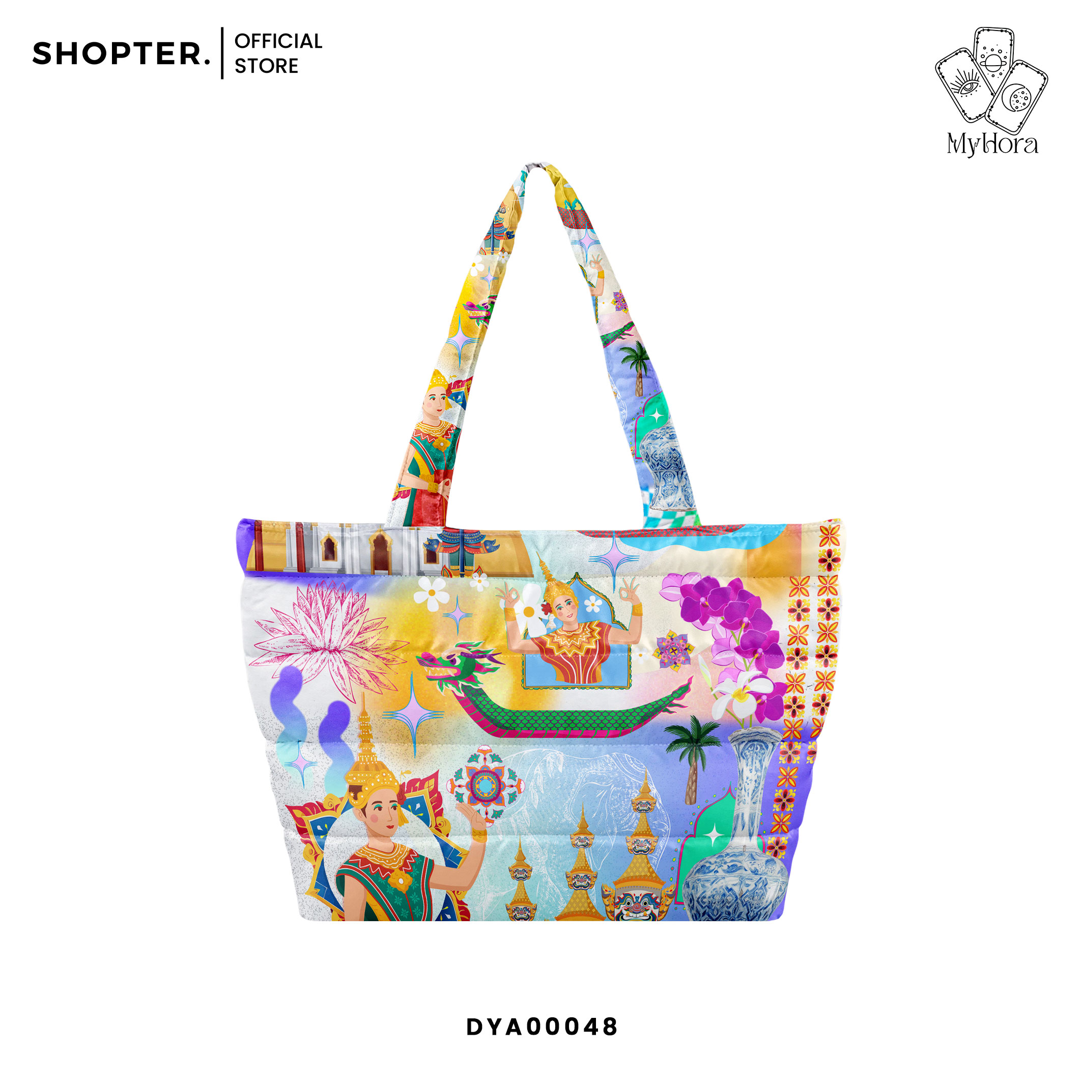 กระเป๋า Fluffy Shopper Tote Bag SOdA ลายไทย Collection รหัส DYA00048 #MyHora
