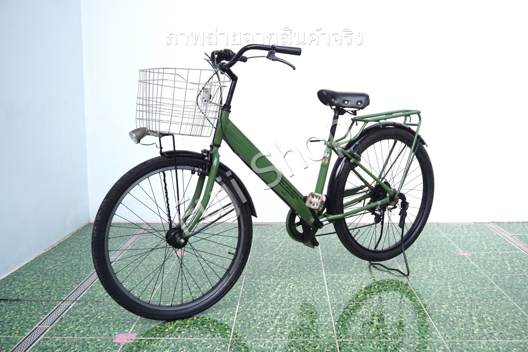 จักรยานแม่บ้านล้อโต ญี่ปุ่น - ล้อ 27.5x1.95 - เกียร์ 6 สปีด - ไฟหน้าอัตโนมัติ - Cavallo - สีเขียว [จักรยานมือสอง]