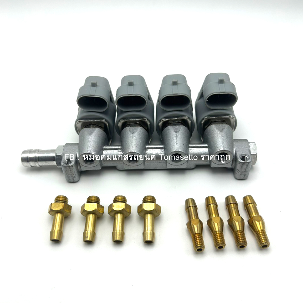 รางหัวฉีด Rail 4 สูบ (สีดำ) 2 โอห์ม (รางกระดูก)