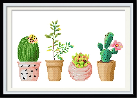 cactus-1017 *พร้อมส่ง* ชุดปักครอสติช ลายต้นตะบองเพชร ชุดที่ 1 ขนาด 50*38 ซม.ผ้าครอสติช 11CTพิมพ์ลายปักบนผ้า ไหมคอตตอน 41 สี ผังลาย เข็ม